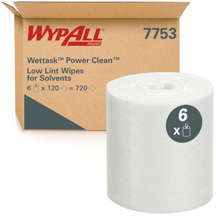 WypAll® Wettask™ PowerClean - Rolls / Weiß - 6 Refills  x 120 Sheets | Karton (6 Rollen)