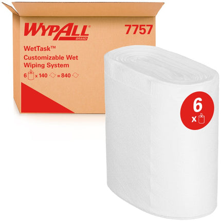 WypAll® Wettask™ Wischtücher - Rolle / Weiß - 6 Refills  x 140 Sheets | Karton (6 Rollen)