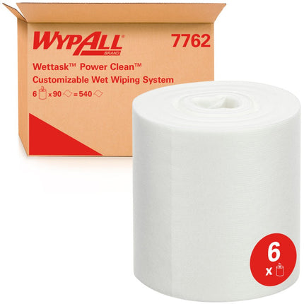 WypAll® Wettask™ Wischtücher - Rolle / Weiß - 6 Refills  x 90 Sheets | Karton (6 Rollen)