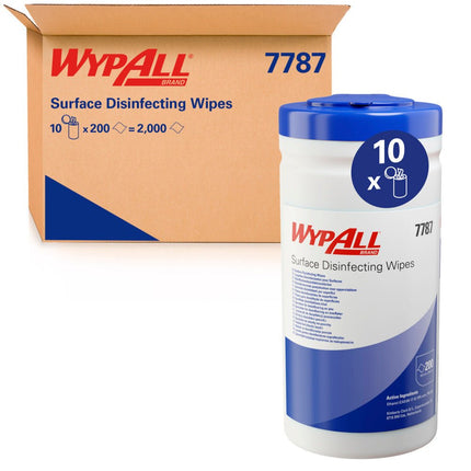 WypAll® Flächendesinfektionstücher - Spendereimer / Weiß /200 - 10 Tubs  x 200 Sheets | Karton (10 Eimer)