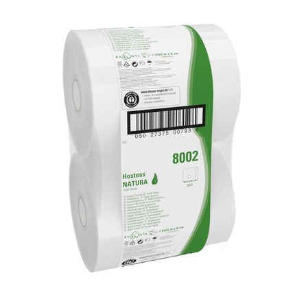 Hostess™ NATURA Toilettenpapier - Jumbo / Weiß /525 M / 60 - 6 Rolls  x 1 Toilet Tissue Sheet | Karton (6 Rollen)