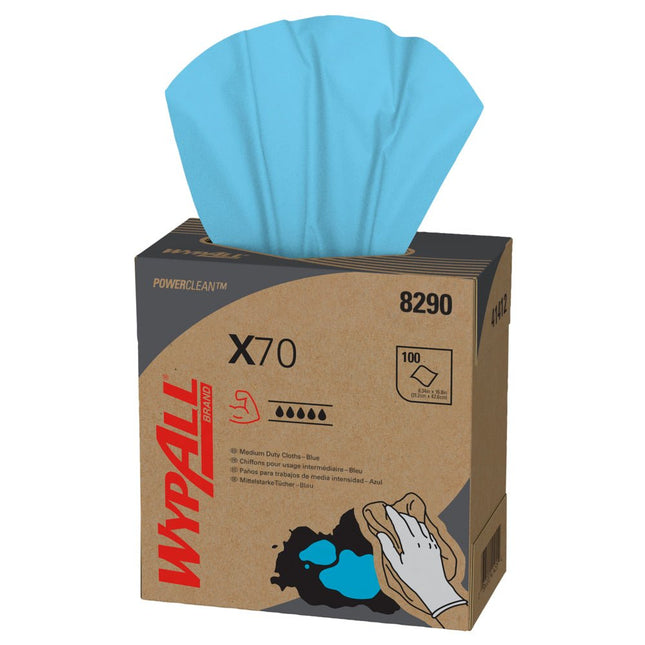 WypAll® X70 PowerClean - Zupfbox / Blau - 10 Boxes  x 100 Sheets | Karton (10 Boxen)