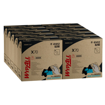 WypAll® X70 PowerClean - Zupfbox / Blau - 10 Boxes  x 100 Sheets | Karton (10 Boxen)