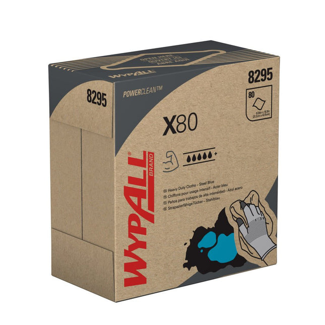 WypAll® X80 PowerClean - Zupfbox / Stahlblau - 5 Boxes  x 80 Sheets | Karton (5 Boxen)