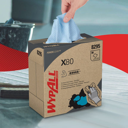 WypAll® X80 PowerClean - Zupfbox / Stahlblau - 5 Boxes  x 80 Sheets | Karton (5 Boxen)