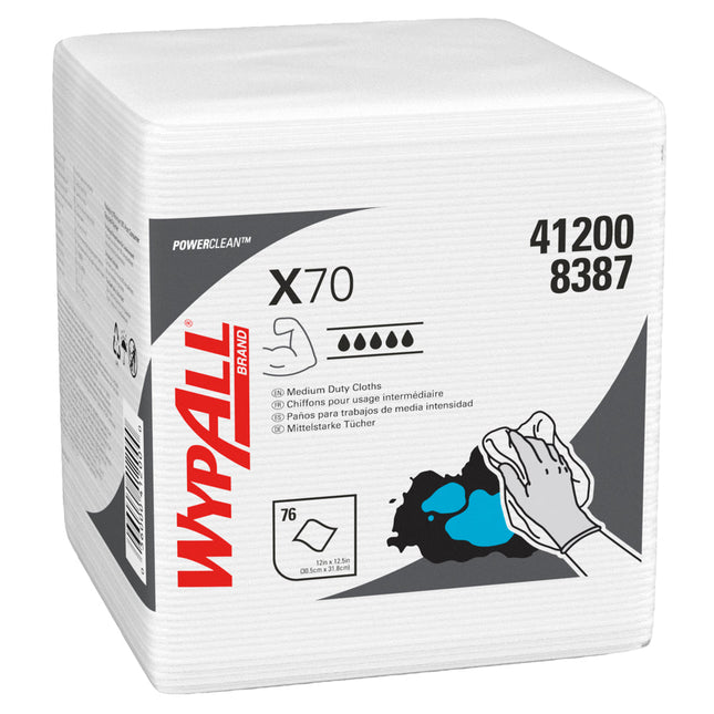 WypAll® X70 PowerClean - Viertelgefaltet / Weiß - 12 Bags  x 76 Sheets | Karton (12 Beutel)