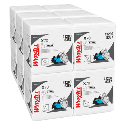 WypAll® X70 PowerClean - Viertelgefaltet / Weiß - 12 Bags  x 76 Sheets | Karton (12 Beutel)