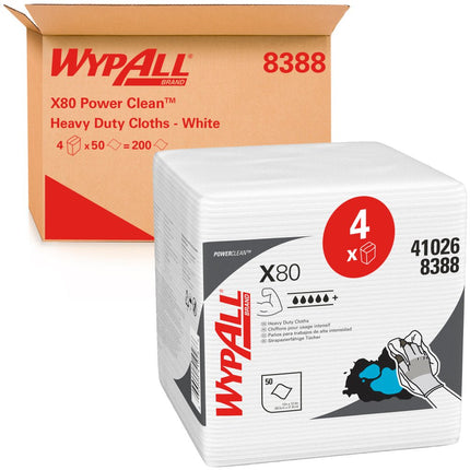 WypAll® X80 PowerClean - Viertelgefaltet / Weiß - 4 Bags  x 50 Sheets | Karton (4 Beutel)