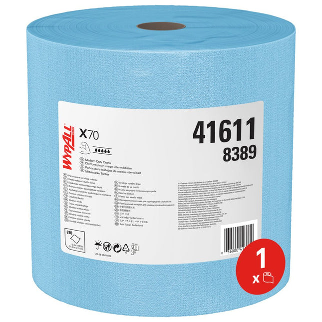 WypAll® X70 PowerClean - Großrolle / Blau - 1 Roll  x 870 Sheets | Karton (1 Rolle)