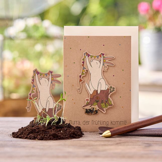Osterkarte "Hurra, der Frühling kommt"