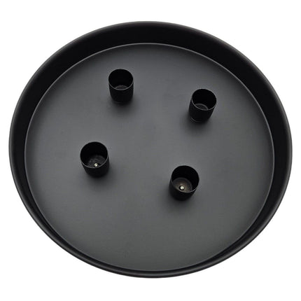 Kerzenteller Kerzentablett magnetische Kerzenhalter Tablett schwarz Metall 25 cm