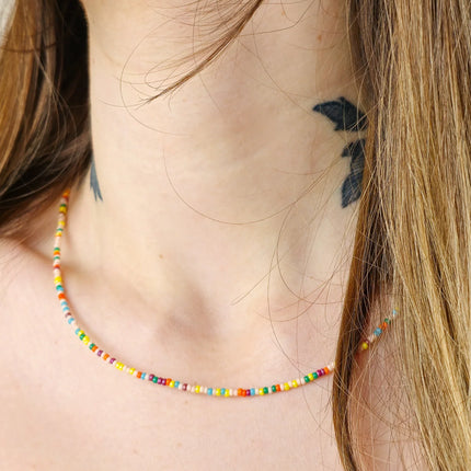 Perlenkette Regenbogen Boho
