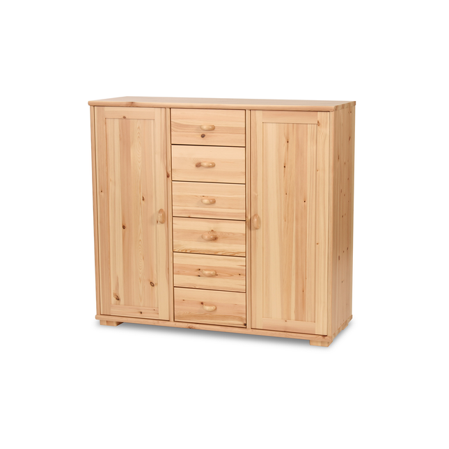 Vanessa Kommode Sideboard | Anrichte | 2-Türig mit 6-Schubladen | 100% Bio Massivholz