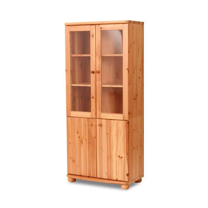 Claudia Buffetschrank Massivholz Vitrine V.2 aus 100% Bio Kiefer | 4-Türig und umweltfreundlich