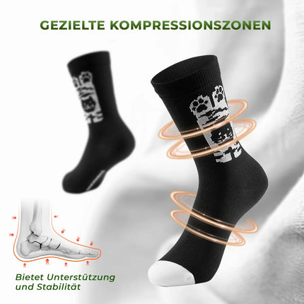 Kinder Fahrradsocken mit 5A Antibakteriell Kompressionszonen Katzenpfoten Design