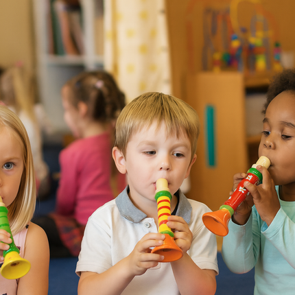 Kleine Kindertröte Trompete aus Holz für Kinder ab 3 Jahre – Blasinstrument im Harmonika-Stil