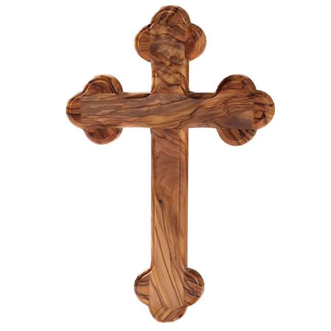 Olivenholz Kreuz mit runden Kanten | Wandkreuz Geschenk Taufe, Kommunion, Firmung