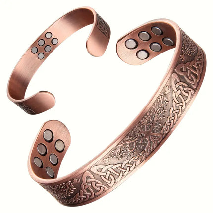 Herren Kupfer Armband mit Magneten Lebensbaum mit keltischen Knoten