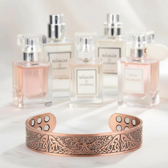 Herren Kupfer Armband mit Magneten Lebensbaum mit keltischen Knoten