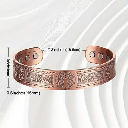 Kupferschmuck Armreif mit Magneten Lebensbaum für Herren