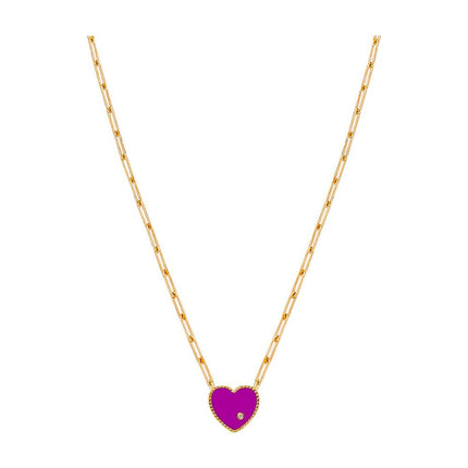 Solitär-Halskette Pm Coeur aus 9 Karat Gold und Diamant
