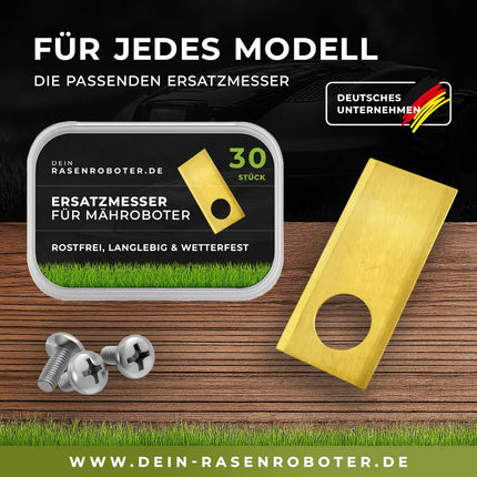 LandXcape LX791, LX791i, LX792 Titan Ersatzklingen – Titan beschichtete Ersatzmesser für Mähroboter (30 Stück)