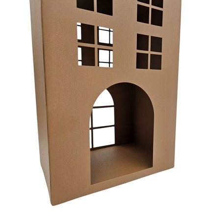 Laternenhaus Windlicht Kerzenhalter Rostoptik Haus Metall Deko Laterne 40 cm