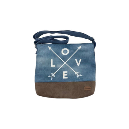 Damen Umhängetasche » Maritimer Vintage Stil » Weiß/Blau/Braun ca. 28 x 32 cm » Damen Handtasche » maritime Tasche mit Schultergurt