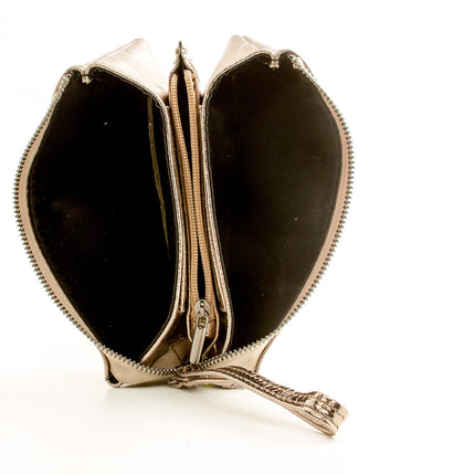 Leder Portmonee im Clutch Stiel Gold