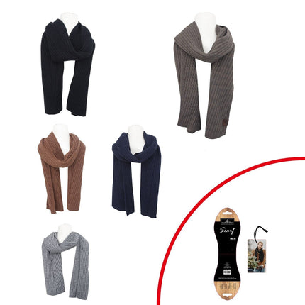 Herren Schal Alpaka Touch » Gerippter Herrenschal mit Wendeoptik » Winter Halstuch Doppelseitig » Strickschal 180x21cm