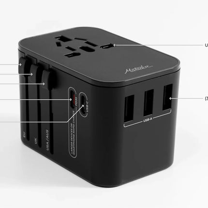Matador - Reiseadapter für über 170 Länder mit USB-C PD 35W - Global Travel Adapter (black)