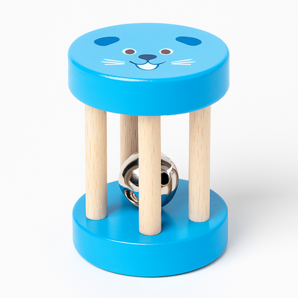 Farbige Montessori Kinder Holzrassel - Handglocke mit Kugel – Musikinstrument & Lernspielzeug ab 2 Jahre