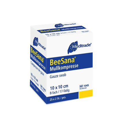 Meditrade BeeSana® Mullkompresse, einfach steril, 8-fach