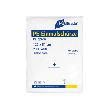 Meditrade PE Einmalschürze (weiß) - 100 Stück