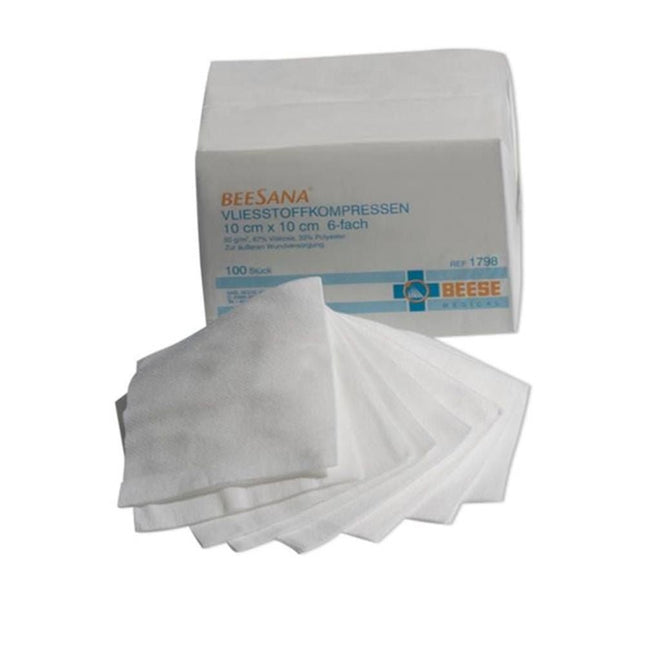 Meditrade BeeSana® Vlieskompresse unsteril 4-fach 10 x 10 cm | Packung (100 Stück)