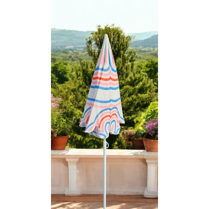 Sonnenschirm Strandschirm UV 30+ Balkonschirm grün blau Kreise Streifen