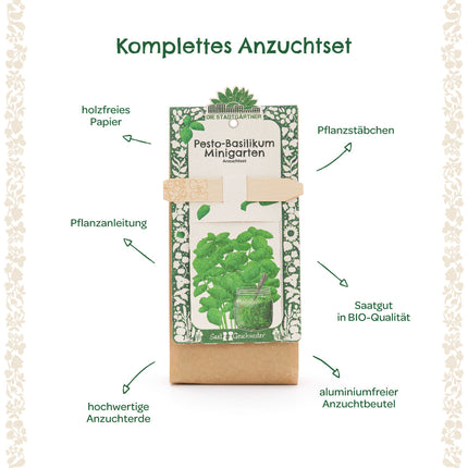 Anzuchtset – Minigarten BIO-Basilikum