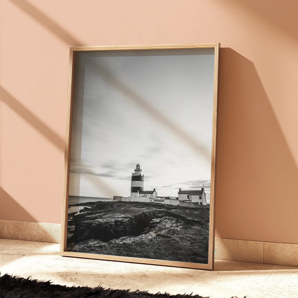 Hook Head Lighthouse Wall Art – Ireland Black & White Coastal Print