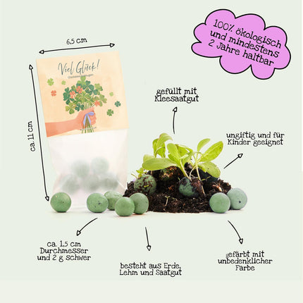 10x5 Blumenmurmeln im Tütchen "Viel Glück"