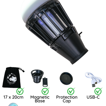 The Utility Lamp Magnetic - With Mosquito Function - Offrotie 3D Printed Base - 180 Lumen Waterproof - Portable for Vanlife