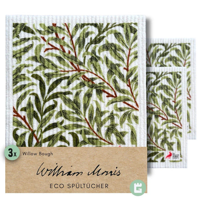 3x Art Spültücher waschbar - Original William Morris Willow Bough