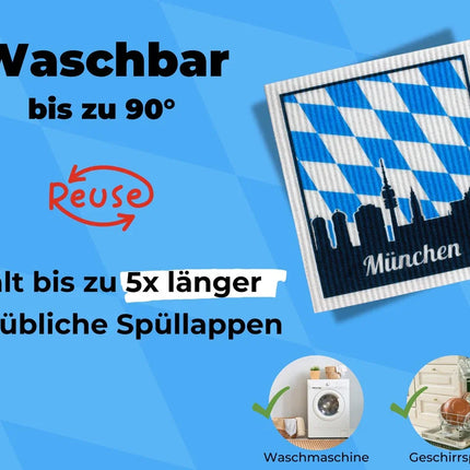 München Spültücher bedruckt Set (5x) - Souvenir & Geschenkidee