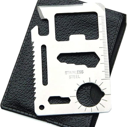 Multifunktions-Überlebenskarte mit 11 Funktionen - 11 in 1 Edelstahl