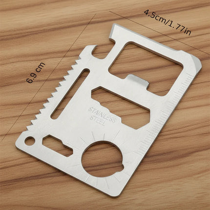 Multifunktions-Überlebenskarte mit 11 Funktionen - 11 in 1 Edelstahl