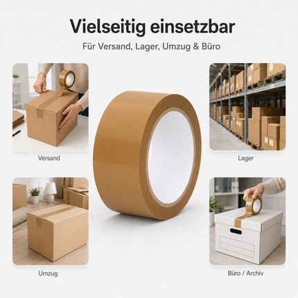 Braunes Klebeband - Leise abrollend - 48mm x 66m - ca. 50µm