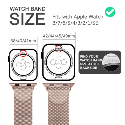 Milanaise Metall Armband für Apple Watch SE/8/7/6/5/4/3/2/1, 38/40/41mm