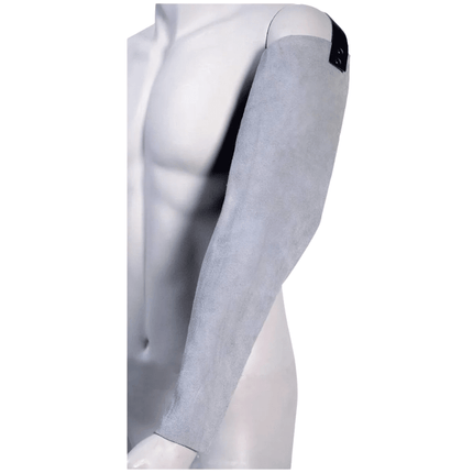 NITRAS Spaltlederarmstulpen, hellgrau (Farbcode: 1300), Länge 75 cm, Halterung am Oberarm für angenehmen Tragekomfort, Armabschluss individuell einstellbar zur optimalen Fixierun| Packung (1 Paar)
