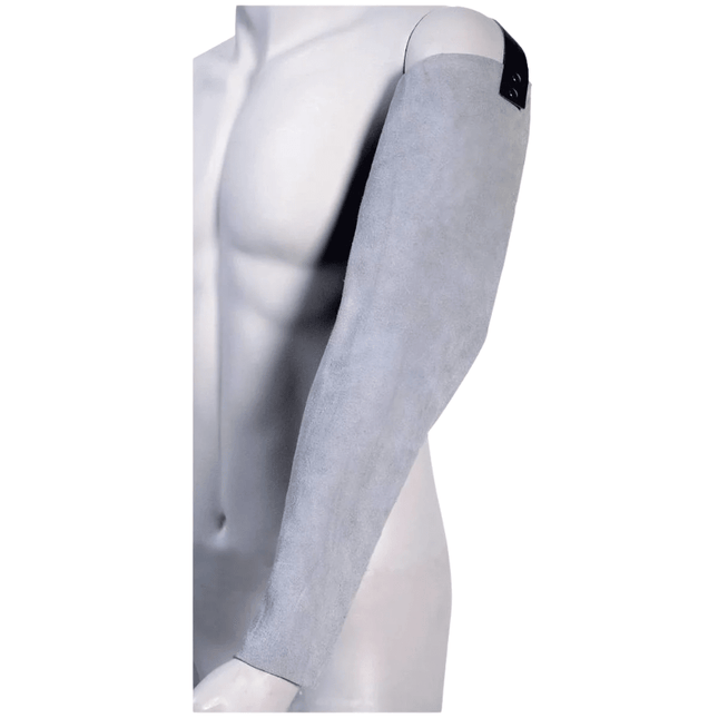 NITRAS Spaltlederarmstulpen, hellgrau (Farbcode: 1300), Länge 75 cm, Halterung am Oberarm für angenehmen Tragekomfort, Armabschluss individuell einstellbar zur optimalen Fixierun| Packung (1 Paar)