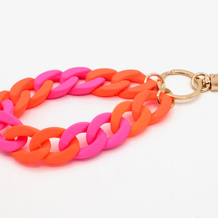 Schlüsselanhänger mit Karabiner "RUBBER EDITION" Neon Orange/Pink