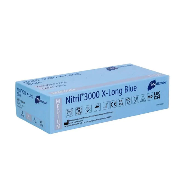 Meditrade Nitril® 3000 X-Long 100 Stk. Nitrilhandschuhe extralang, blau